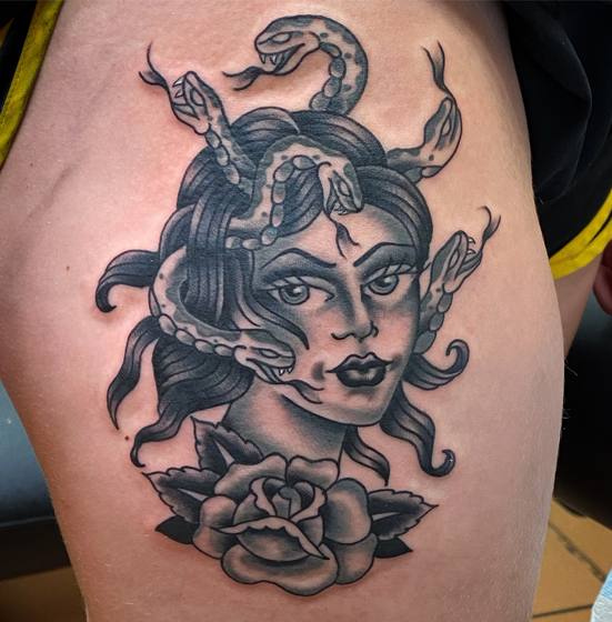 Black & Gray tattoo work by Chris Tate