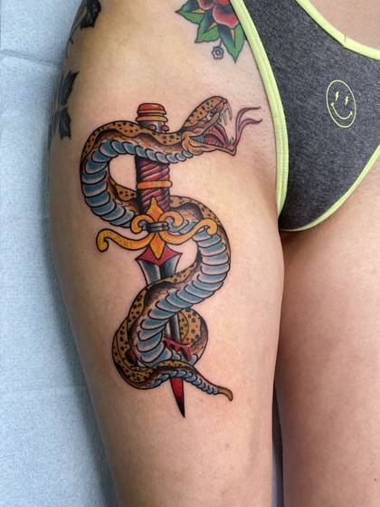 Color tattoo work by Chris Tate